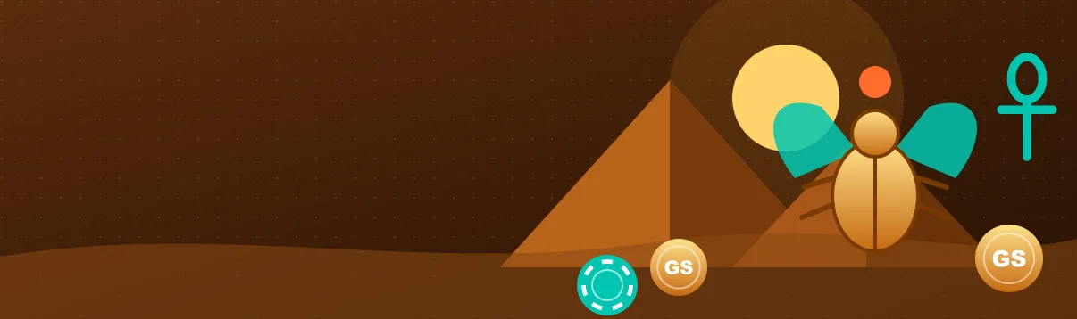 Baner GameSpot Casino ze złotym skarabeuszem, kartami i automatem
